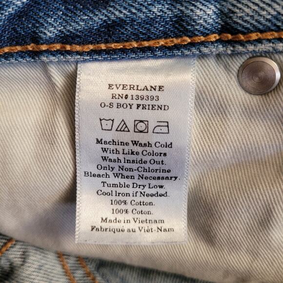 Everlane Jeans Size 27 Blue O-S Boyfriend Ripped Distressed Button Fly - Picture 14 of 14
